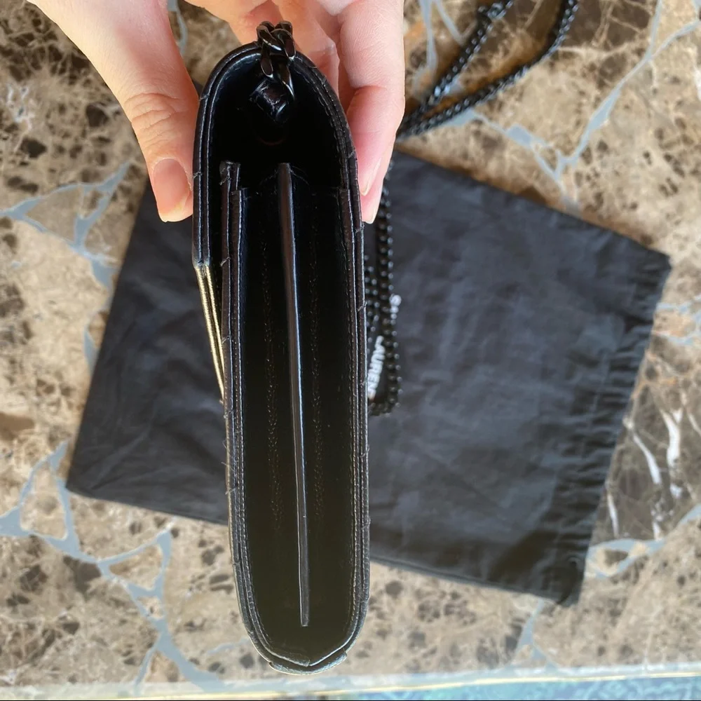 SOLD Saint Laurent Monogram Quilted Leather Wallet on a Chain - Picture 9 of 15